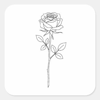 Adesivo Quadrado Rosa em Arte de Linha Minimalista Elegante