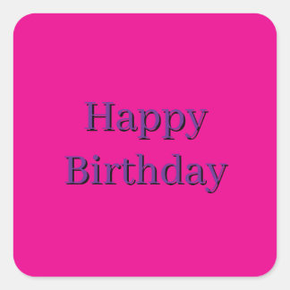 Adesivo Quadrado Rosa - Feliz Aniversário