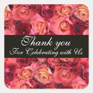 Adesivo Quadrado ROSA FIELD ,Obrigado