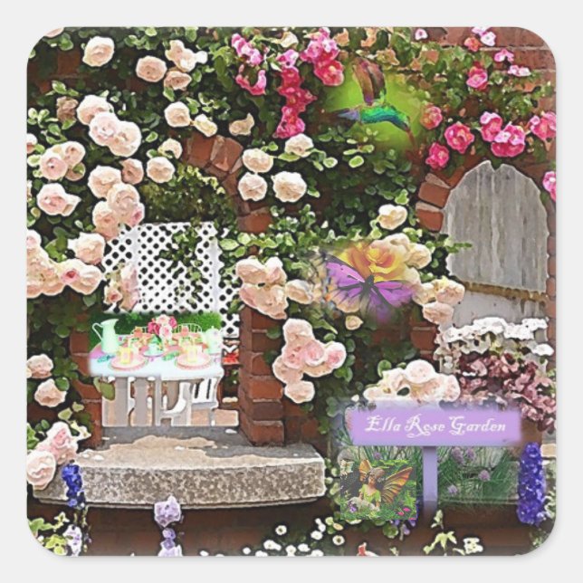 Adesivo Quadrado Rosa Garden Sticker (Frente)