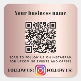 Adesivo Quadrado Rosa gold blush business Código QR Instagram a seg