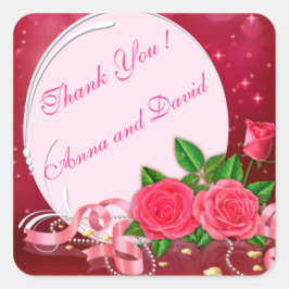 Adesivo Quadrado Rosa Luxuosa Moderna Adicione Seu Texto