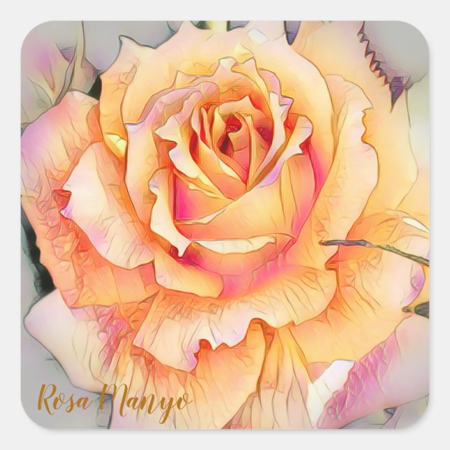 Adesivo Quadrado Rosa ‘Manyo’ [Square Seal] (Frente)