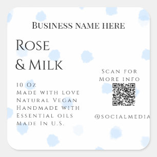 Adesivo Quadrado Rosa milk handmade soap business código QR add det