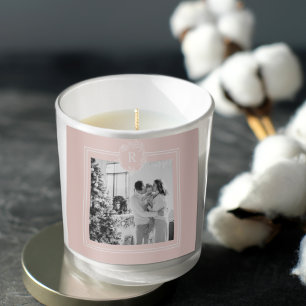 Adesivo Quadrado Rosa Moderno e Branco Foto da família Inicial