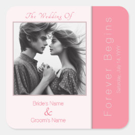 Adesivo Quadrado Rosa Pink Forever Começa Casamento Elegante De Fot