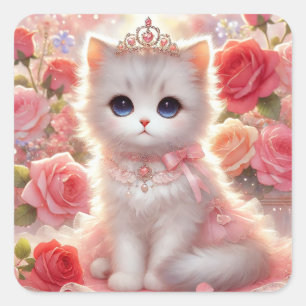 Adesivo Quadrado Rosa Rosa Rosa, Princesa, Gato