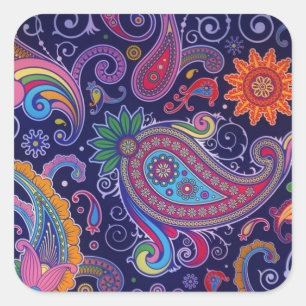 Adesivo Quadrado Rosa roxo de Paisley