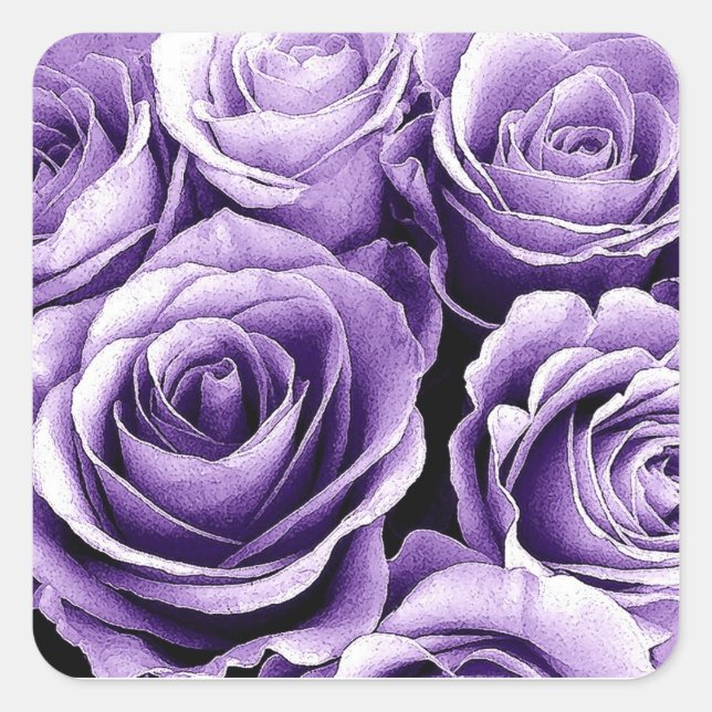 Adesivo Quadrado Rosa SUNSET PURPLE - Selo de Envelope de Casamento (Frente)