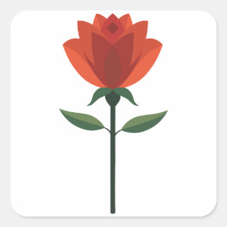 Adesivo Quadrado Rosa vermelha eterno