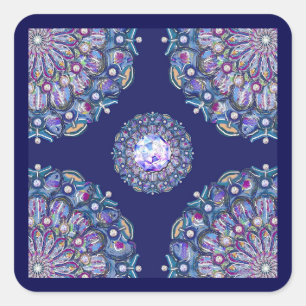 Adesivo Quadrado Rosace Azul