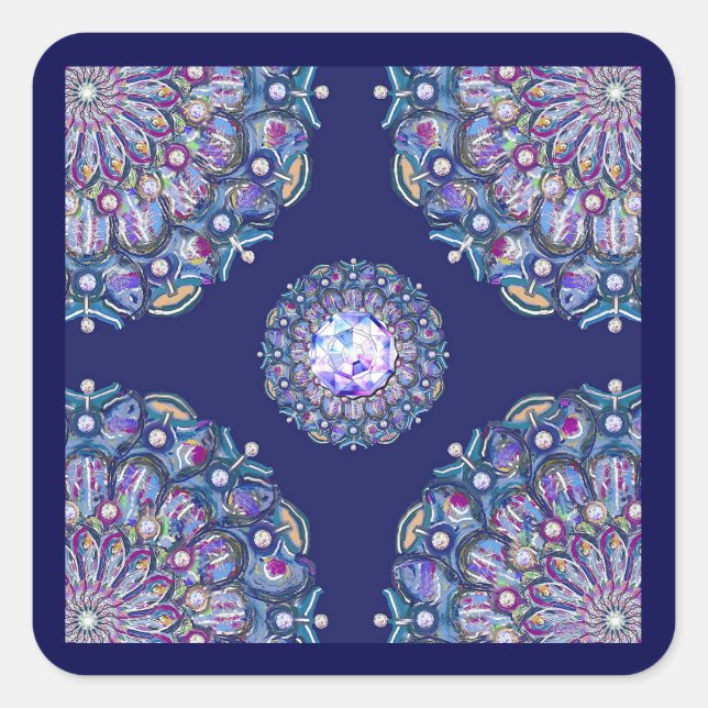 Adesivo Quadrado Rosace Azul (Frente)