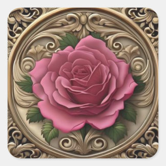 Adesivo Quadrado Rosas Art Nouveau Rosa #4