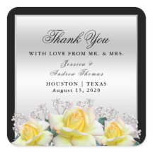 Rosas Chic Elegante Casamento Silver Obrigado