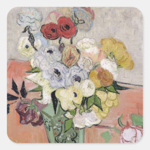 Adesivo Quadrado Rosas de Vincent van Gogh   e anêmonas, 1890