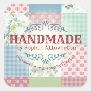 Adesivo Quadrado rosas de vindima, colchetes, colchetes