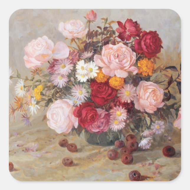 Adesivo Quadrado Rosas e margaridas (Frente)