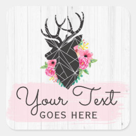 Adesivo Quadrado Rosas Geométricos Modernos Vedante e Shabby Madeir