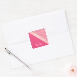 Adesivo Quadrado Rosas Geométricos Vinheta de Casamento Vermelho