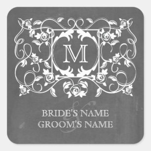 Adesivo Quadrado Rosas inspirados no quadro de fixação do monograma