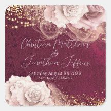 Rosas Românticos de Aquarela no Casamento Burgundy