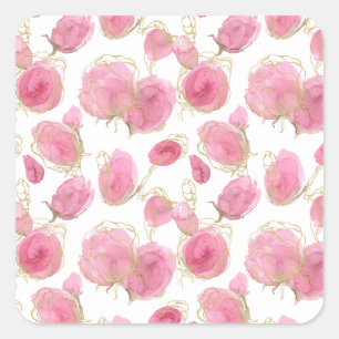 Adesivo Quadrado Rosas rosadas