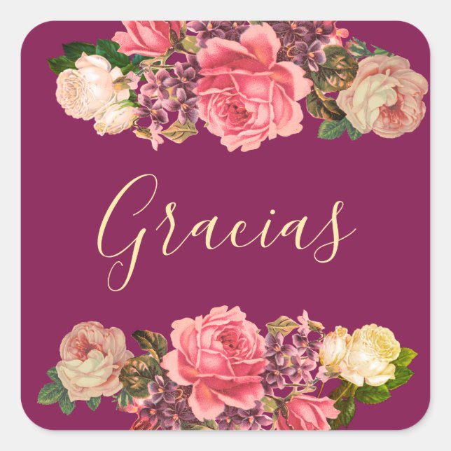 Adesivo Quadrado Rosas Rosas, peonías y violetas (Frente)