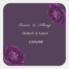 Adesivo Quadrado Rosas Roxas Elegantes Chic Casamento