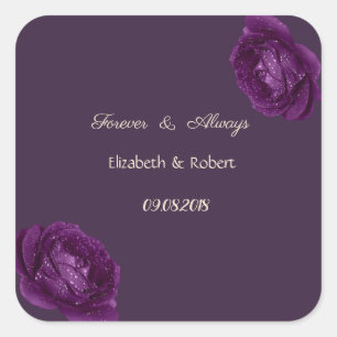 Adesivo Quadrado Rosas Roxas Elegantes Chic Casamento