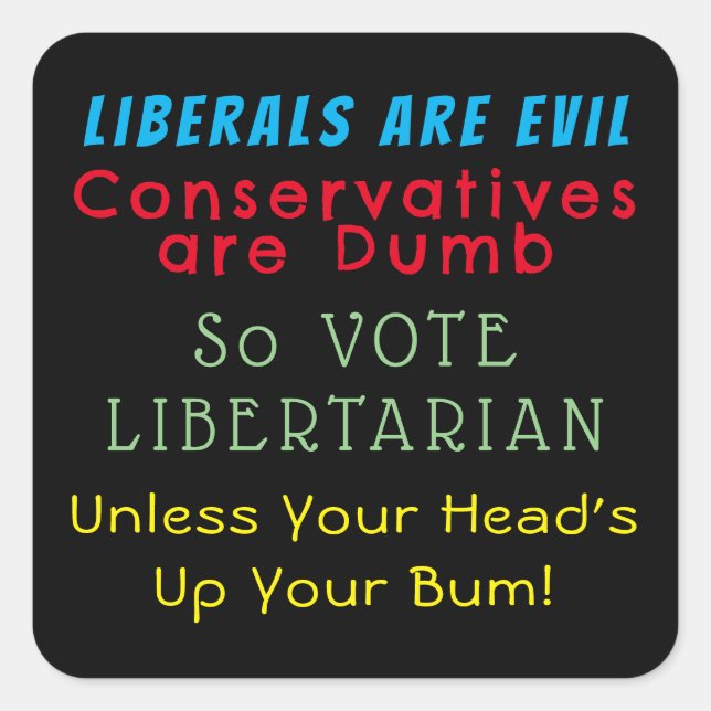 Adesivo Quadrado Rosas são vermelhos, violetas são azuis, Vote libe (Frente)