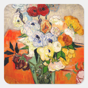 Adesivo Quadrado Rosas Van Gogh e Anemones