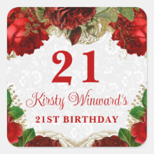 Rosas vermelhas românticas e aniversário de 21 ano