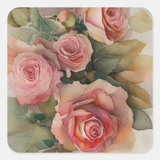 Adesivo Quadrado Rosas Vintage