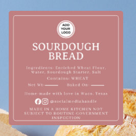 Adesivo Quadrado Rose Pink Sourdough Ingredient Cottage Law Sticker