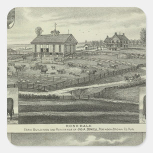 Adesivo Quadrado Rosedale, bosque da hicória de Robinson, Kansas