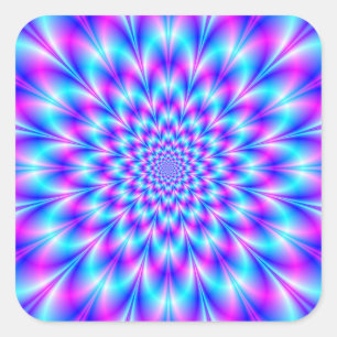 Adesivo Quadrado Rosette de néon no azul e no rosa