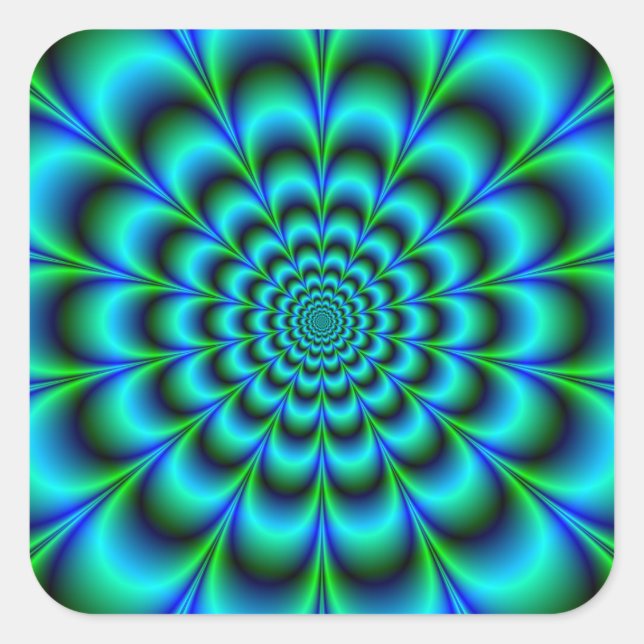 Adesivo Quadrado Rosette em Turquesa Verde e Azul (Frente)