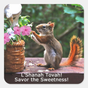 Adesivo Quadrado Rosh Hashanah carda presentes