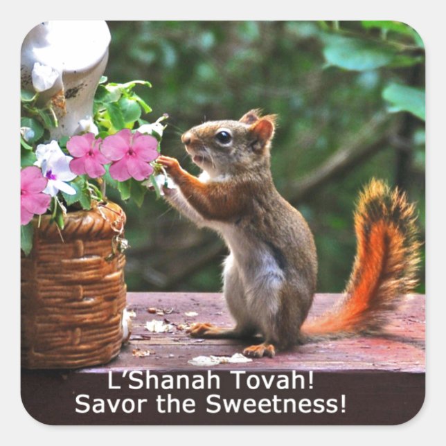 Adesivo Quadrado Rosh Hashanah Cards Gifts (Frente)