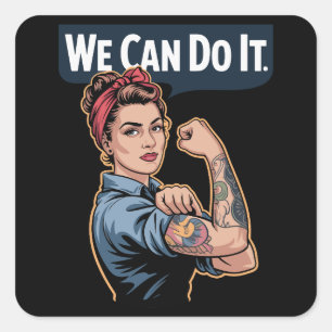 Adesivo Quadrado Rosie, a Riveter Moderna com Tatuagens - Nós Podem