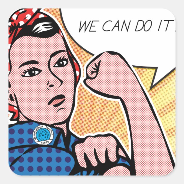 Adesivo Quadrado Rosie, o ribeiro, podemos fazer isso! Pontos de po (Frente)
