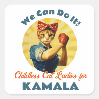 Adesivo Quadrado Rosie The Riveter Cat Ladras Para Kamala Harris