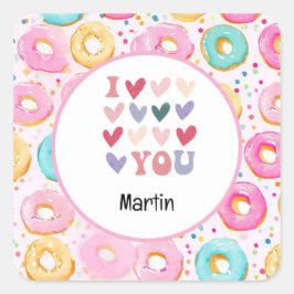 Adesivo Quadrado Rosquinha eu te amo por Dia de os namorados