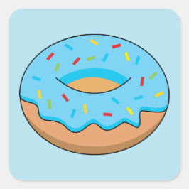 Adesivo Quadrado Rosquinha Fosco Azul com Cartoon Sprinkles