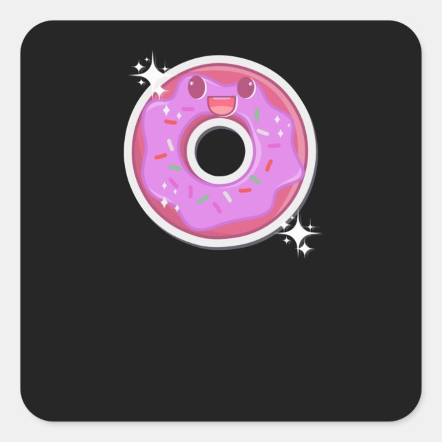 Adesivo Quadrado Rosquinha Kawaii Comida (Frente)