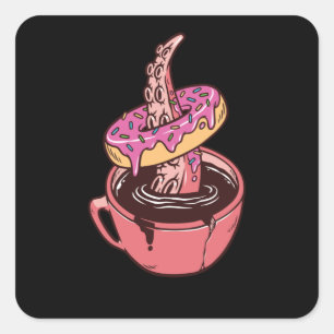 Adesivo Quadrado Rosquinhas e café