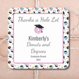 Adesivo Quadrado Rosquinhas e Graduação Brunch Obrigado