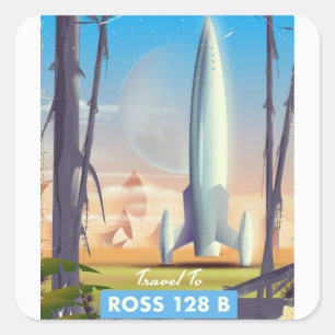 Adesivo Quadrado Ross 128 B poster de ficção científica
