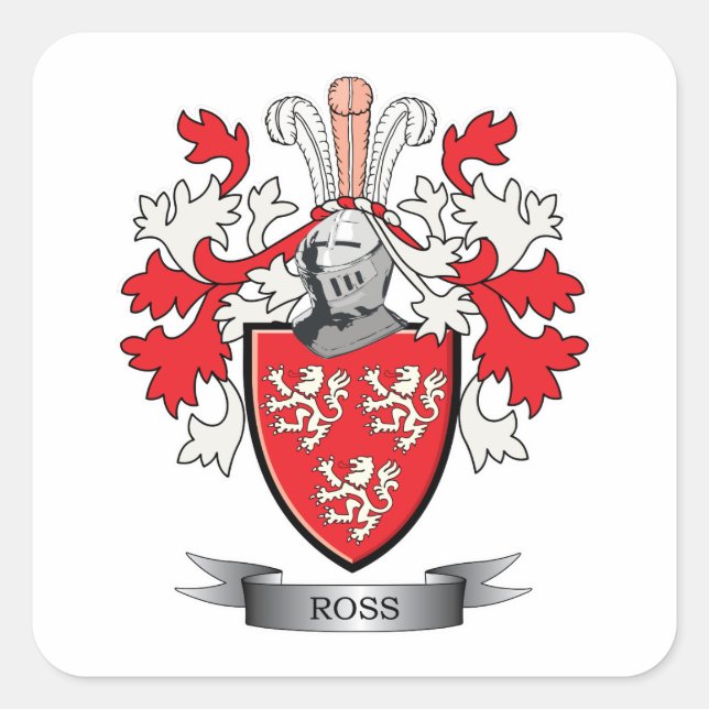 Adesivo Quadrado Ross Family Crest Casaco de Armas (Frente)