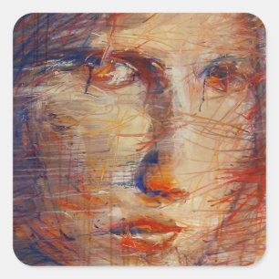 Adesivo Quadrado Rosto Abstrato